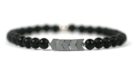IbizaMen - Matte onyx - 6mm - Hematiet mat pijlen - 19cm
