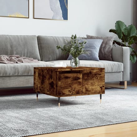 vidaXL - Salontafel - 55x55x36,5 - cm - bewerkt - hout - gerookt - eikenkleurig