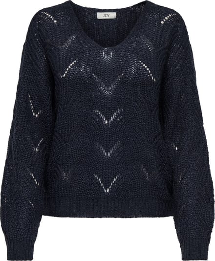 V-Neck Long Sleeve Knitwear with Acrylic-Synthetic Blend Wo - Blue
