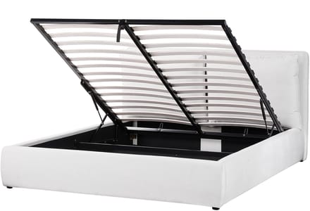 BAJONNA - Bed met opbergruimte - Gebroken wit - 160 x 200 cm - Fluweel