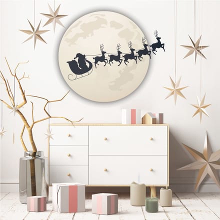 Kerststicker Kerstman in het maanlicht - Kerststickers - feestdecoratie - 60x65cm