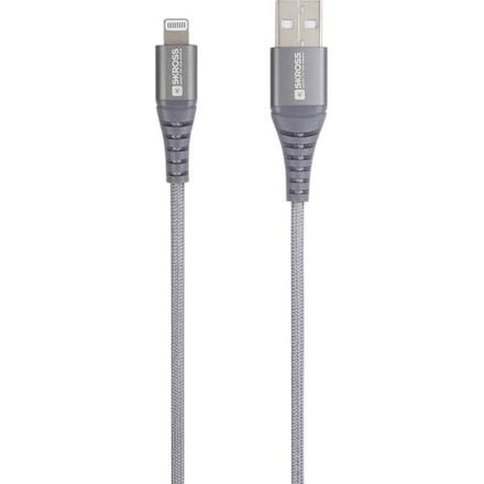 Skross SKCA0011A-MFI120CN USB-kabel USB 2.0 USB-A stekker 1.20 m Grijs Rond, Flexibel, Stoffen mantel