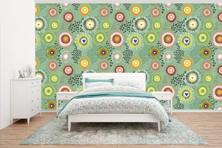 Behang - Fotobehang Bloem - Design - Hartjes - Breedte 395 cm x hoogte 220 cm