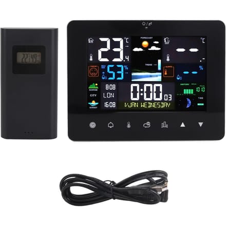 Kleurrijk Touchscreen Digitaal Weerstation Draadloze Binnen Buiten Thermometer black