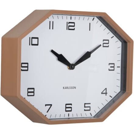 Karlsson - Wandklok Modern Factory Octagon - Mocha brown & black