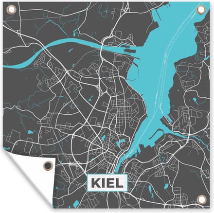 Tuindoek Stadskaart – Kiel – Duitsland – Plattegrond – Kaart - 100x100 cm