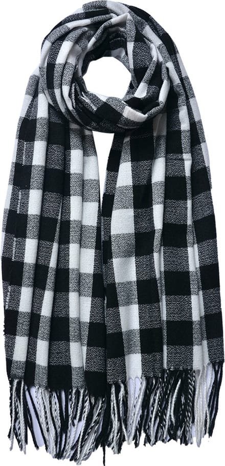 Juleeze Wintersjaal Dames 68x180 cm Zwart Wit Ruit Sjaal