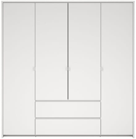 Next kledingkast 4 deuren 2 lades 197x200cm wit.