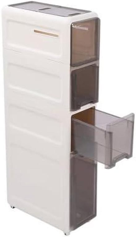 Slanke Opbergkast - Roller Trolley - Ruimte Organiseren - Waterbestendig Ontwerp - 4 Lagen - Wit