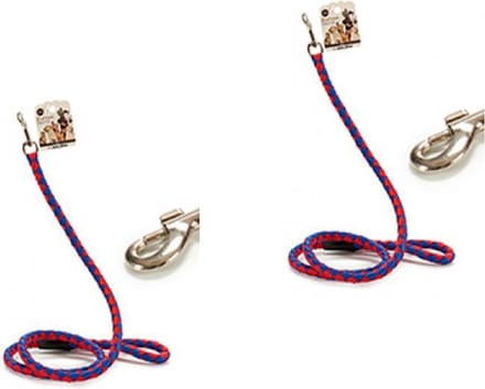 Hondenriem – Lijn – Mascow – Rood/Blauw Geruit– 120cm - 2 stuks