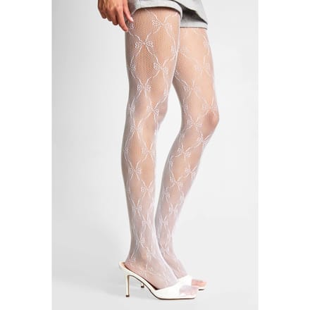 boohoo Dames Strik Bedrukte Visnet Panty's | Wit