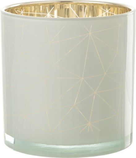 J-Line windlicht Milano - glas - wit/goud - large