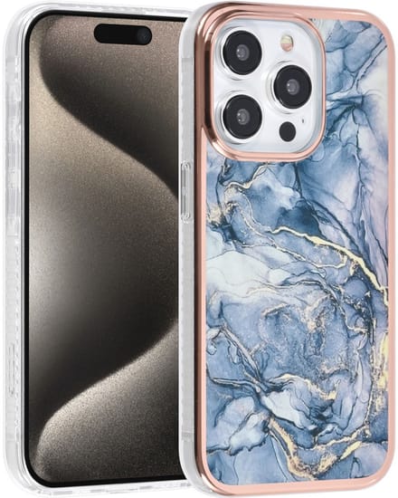 UNIQ Accessory Back Cover - Marble Grey - Geschikt voor iPhone 15 Pro - Schokabsorberend en slank design