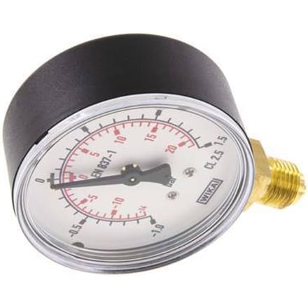 1..1.5 Bar Manometer Onderaansluiting Kunststof/Messing 63 mm Klasse 2.5