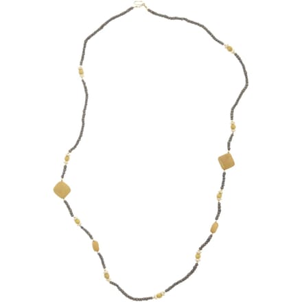 Behave – Lange ketting okergeel taupe – Boho look – Zomerse stijl