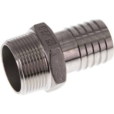 R 1 1/4'' Buitendraad x 32mm RVS Slangpilaar 16 Bar
