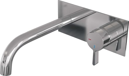 Brauer Chrome Edition inbouw wastafelmengkraan met gebogen uitloop en afdekplaat model E1 chroom