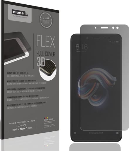 dipos FLEX – Matte Privacy Screenprotector geschikt voor Xiaomi Redmi Note 5 Pro | Volledige Schermbescherming | Case-Friendly