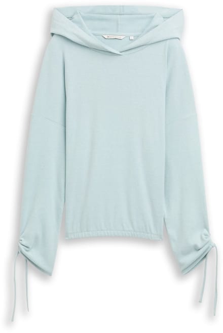 Tom Tailor Denim - Los shirt met lange mouwen en capuchon - Maat M - Silver Cloud Blue Melange