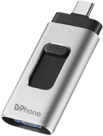 DrPhone EasyDrive - 64GB - 4 In 1 Flashdrive - OTG USB 3.0 + USB-C + Micro USB + Lightning iPhone - Android - Zilver
