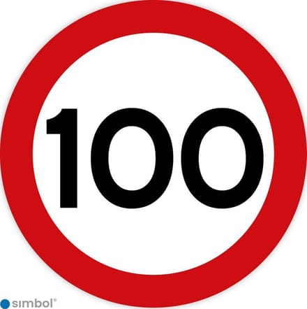 Simbol - Stickers 100 km - Maximaal 100 km/u - Duurzame Kwaliteit - Formaat ø 10 cm.