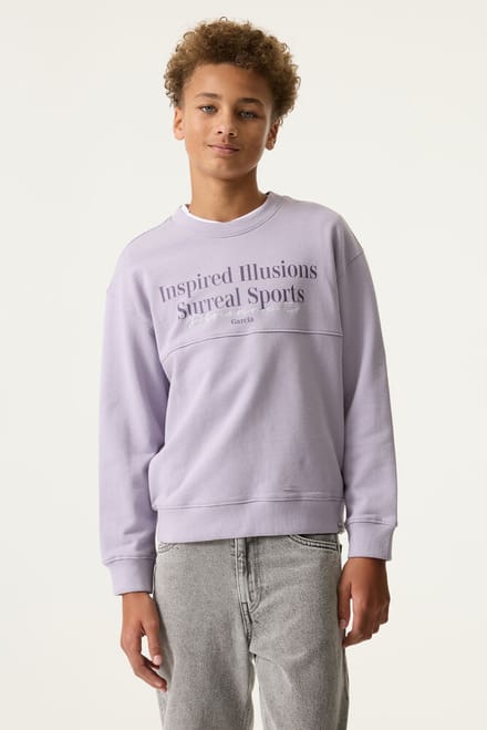 GARCIA Jongens Tekst Print Sweater Paars Lange mouw