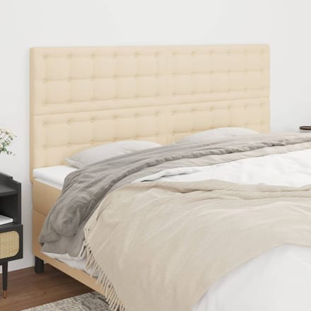 vidaXL - Hoofdbord - crème - 200x5x118/128 - cm - stof