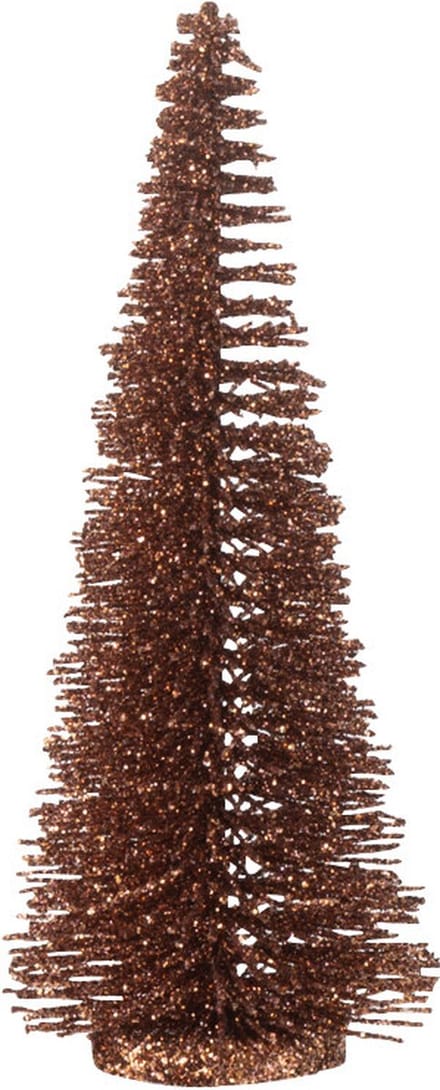 J-Line decoratie Kerstboom Glitter - kunststof - bruin - small