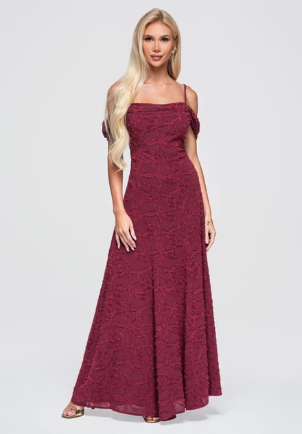 LARICA Jurk - Rits - Gebloemd - Jurk Bordeaux L