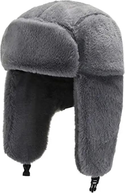 WiseGoods Luxe Russische Muts Dames & Heren - Ushanka - Piloot Mutsen - Wintermuts - Pilotenmuts - Winter Kleding - Pluche Grijs