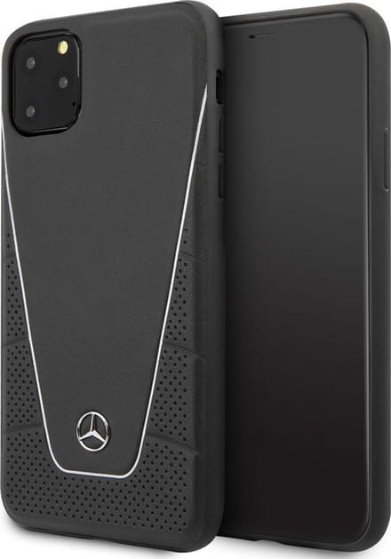 iPhone 11 Pro Max Backcase hoesje - Mercedes-Benz - Effen Zwart - Leer