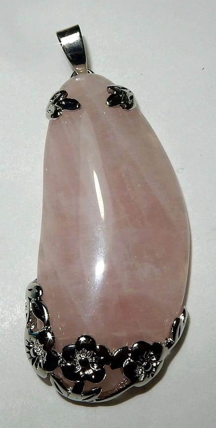 zilverkleurige Rozenkwarts Hanger