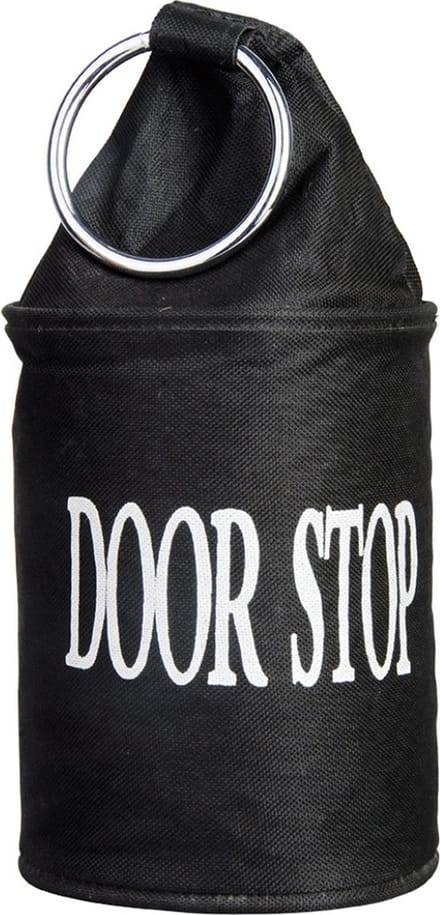 Canvas deurstopper zwart met ring - H15 cm - Deur vastzetter - Deurstop 2,7 kg