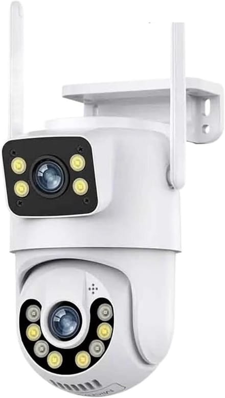 Beveiligingscamera Buiten - IP Camera HD - Huis Beveiligen - Dubbele Lens PTZ - 8MP - Zwart