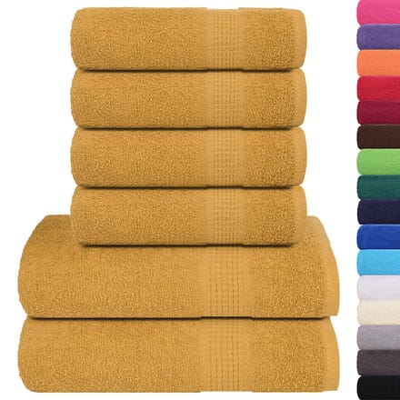 vidaXL - 6-delige - Handdoekenset - FROGN - 360 - g/m² - goud