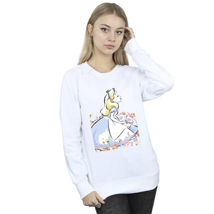 Disney Dames/Dames Alice In Wonderland Schets Bloemen Sweatshirt (Wit)