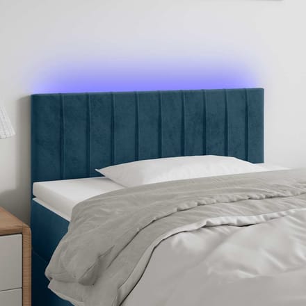 vidaXL - Hoofdbord - LED - 100x5x78/88 - cm - fluweel - donkerblauw