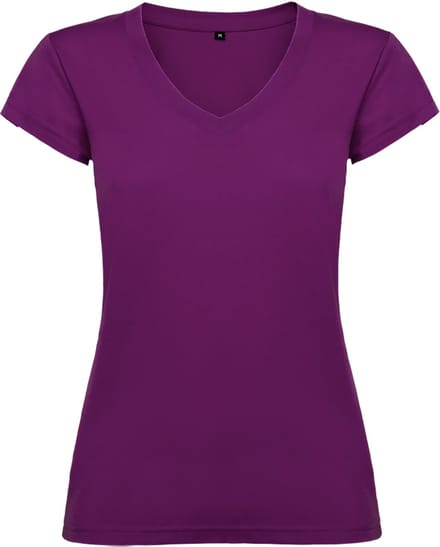 Dames V-hals getailleerd t-shirt model Victoria Paars maat 2XL