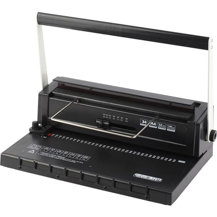 Bindmachine 2 Spiralen 34 Gaten 12 Vel Ponscapaciteit Spiraalvormige Bindmachine voor A4 black
