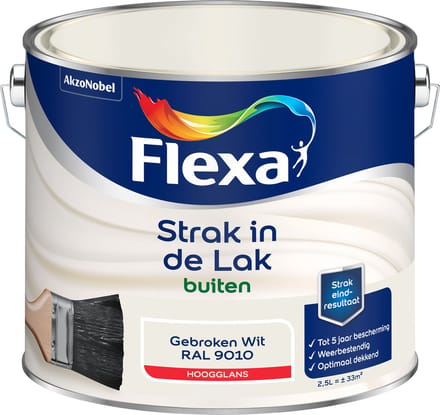 Flexa - Strak In De Lak Buitenlak Hoogglans - Gebroken Wit / Ral 9010 - 2,5 L