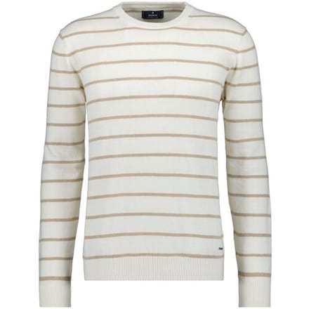 Ragman Trui Cotton Linnen Knit Round Neck Stripe Ecru / male