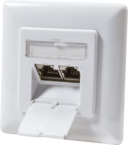 LogiLink Cat.6A wall outlet 2 x RJ45 shielded signal white