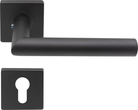Slotman Solutions Deurklink Cilinder – RVS – Mat Zwart – Vierkante Rozet – PZ – Deurbeslag Set