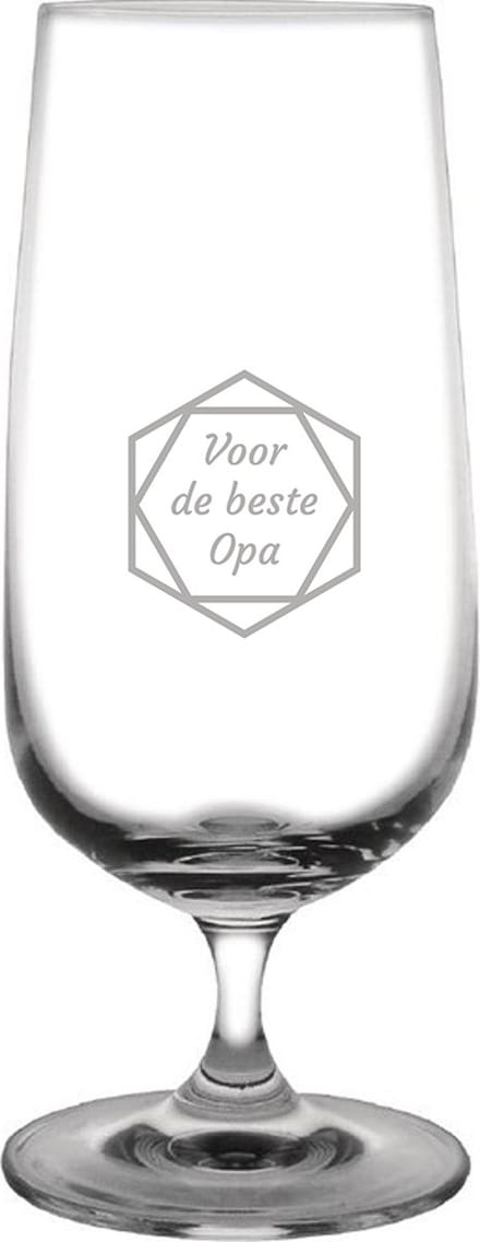 Gegraveerde bierglas op voet 41cl voor de beste Opa in hexagon