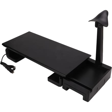 Support de moniteur ergonomique, support de bureau réglable avec chargement USB et rangement black