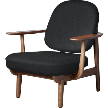 Fritz Hansen Fred Loungefauteuil - JH97 - grijs - eiken walnoot gebeitst