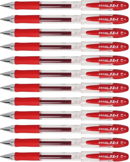 Penac Gelpen - FX-1 - Rood - 0.7 mm - Rood Inkt Gelpen - 12 stuks