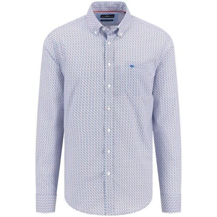Fynch-Hatton Overhemd Colorful Fantasy Square Stripe Button-Down Poppy Red / male