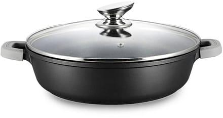 Ferveo Omega Lage Braadpan met Deksel - 40cm - Zwart - Inductie