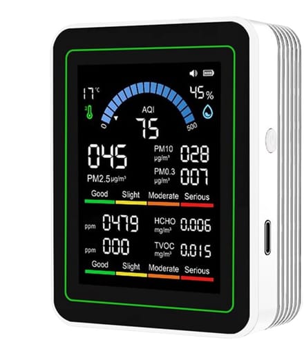 Luchtkwaliteit Tester - Sensor Meter - Binnenlucht Meten - Realtime Monitoring - 10-in-1 - Wit
